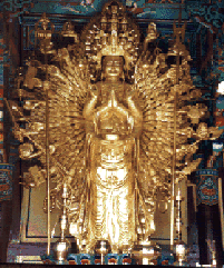 Avalokiteshvara, identified in the Natha tradition with Matsyendranath, taken in a Korean monastery
of the Shilla Mahayana tradition (Photo (c) Mike Magee)