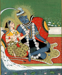 image of Bhairava and his shakti (contemporary painting: Mike Magee collection)